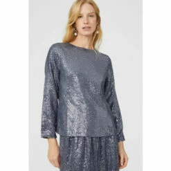 Maine Long Sleeve Sequin Top For Female -Maine New England Shop unnamed file 1000