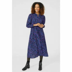 Maine Animal Print Shirt Midi Dress For Female