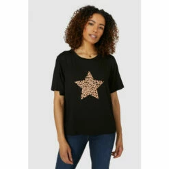 Maine Animal Star Placement Print T-shirt For Female