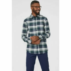 Maine Brushed Check Button Down Shirt For Male