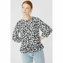 Maine Printed Frill Detail Top For Female