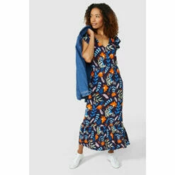 Maine Frill Sleeve Leafy Floral Jersey Midi Dress For Female -Maine New England Shop unnamed file 1258