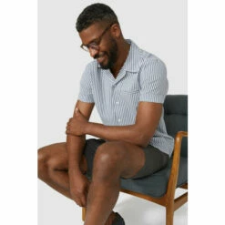 Maine Seersucker Stripe Revere Shirt For Male -Maine New England Shop unnamed file 1368