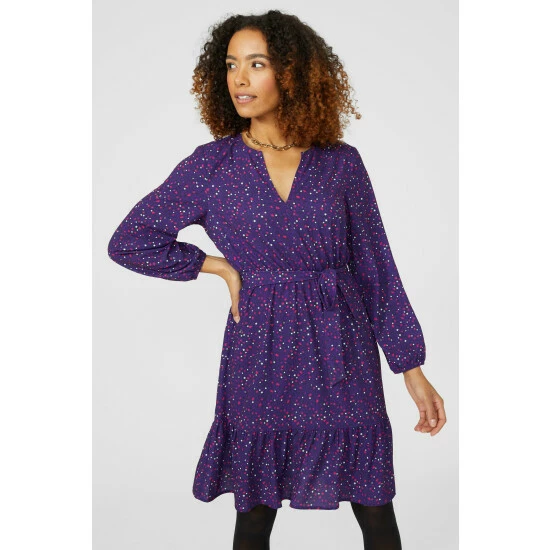 Maine Animal Print Frill Detail Mini Dress For Female 4 Maine Animal Print Frill Detail Mini Dress For Female - Image 2