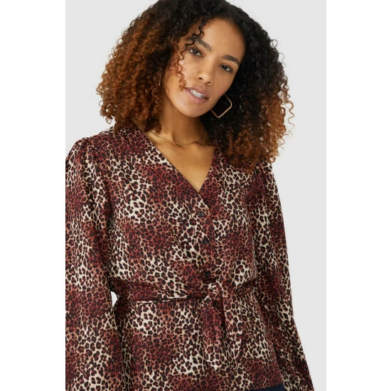 Maine Animal Printed Wrap Front Top For Female 5 Maine Animal Printed Wrap Front Top For Female - Image 3