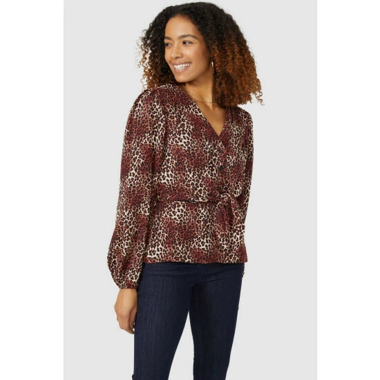 Maine Animal Printed Wrap Front Top For Female 8 Maine Animal Printed Wrap Front Top For Female - Image 6