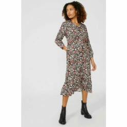 Maine Animal Print Button Through Midi Dress For Female