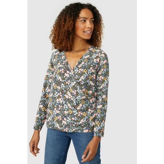 Maine Wrap Front ¾ Sleeve Ditsy Print Top For Female 4 Maine Wrap Front ¾ Sleeve Ditsy Print Top For Female - Image 2