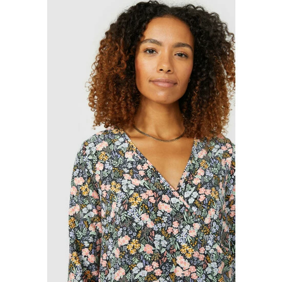 Maine Wrap Front ¾ Sleeve Ditsy Print Top For Female 5 Maine Wrap Front ¾ Sleeve Ditsy Print Top For Female - Image 3