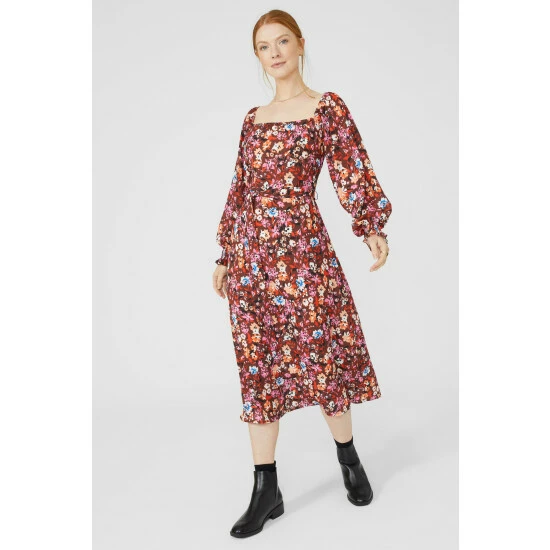 Maine Floral Printed Square Neck Dress For Female 8 Maine Floral Printed Square Neck Dress For Female - Image 6