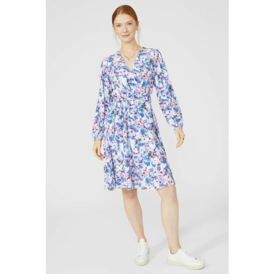 Maine ¾ Sleeve Floral Printed Wrap Dress For Female 3 Maine ¾ Sleeve Floral Printed Wrap Dress For Female