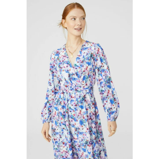 Maine ¾ Sleeve Floral Printed Wrap Dress For Female 4 Maine ¾ Sleeve Floral Printed Wrap Dress For Female - Image 2