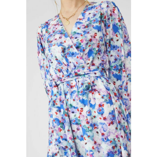 Maine ¾ Sleeve Floral Printed Wrap Dress For Female 6 Maine ¾ Sleeve Floral Printed Wrap Dress For Female - Image 4