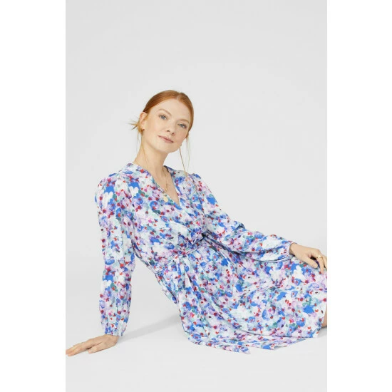 Maine ¾ Sleeve Floral Printed Wrap Dress For Female 8 Maine ¾ Sleeve Floral Printed Wrap Dress For Female - Image 6