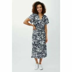 Maine Bold Floral Shirred Waist V Neck Midi Dress For Female -Maine New England Shop unnamed file 1553