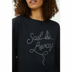 Maine &apos;Sail Away&apos; Embroidered Scoop Neck Sweat For Female -Maine New England Shop unnamed file 1584