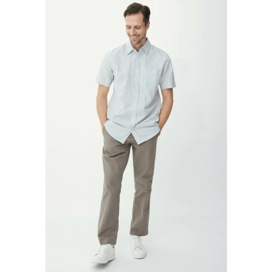 Maine Linen Blend Stripe Shirt For Male 7 Maine Linen Blend Stripe Shirt For Male - Image 5