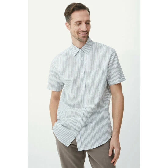 Maine Linen Blend Stripe Shirt For Male 8 Maine Linen Blend Stripe Shirt For Male - Image 6