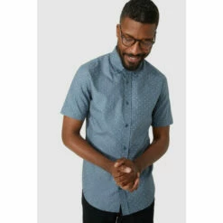 Maine Short Sleeve Dash Print Oxford Shirt For Male -Maine New England Shop unnamed file 1648