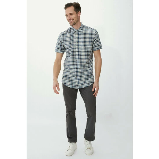Maine Cotton Linen Block Check Shirt For Male 4 Maine Cotton Linen Block Check Shirt For Male - Image 2