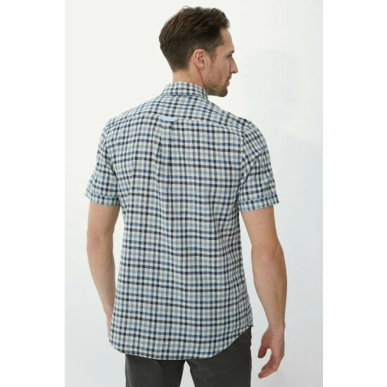 Maine Cotton Linen Block Check Shirt For Male 5 Maine Cotton Linen Block Check Shirt For Male - Image 3