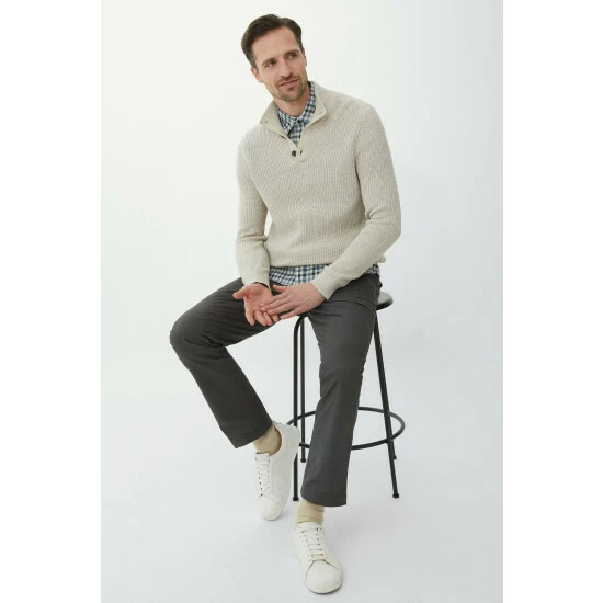 Maine Cotton Linen Block Check Shirt For Male 6 Maine Cotton Linen Block Check Shirt For Male - Image 4