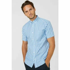 Maine Aqua Check Shirt For Male