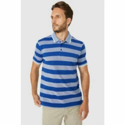 Maine Texture Block Stripe Polo For Male