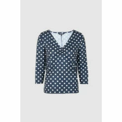 Maine Spot Print Ruched V Neck Top For Female