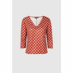 Maine Spot Print Ruched V Neck Top For Female -Maine New England Shop unnamed file 1704