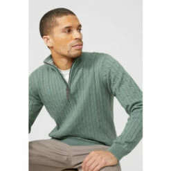 Maine Premium Pure Cotton Cable Half Zip Jumper For Male -Maine New England Shop unnamed file 171
