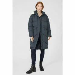 Maine Fur Trim Hood Long Padded Coat For Female