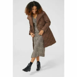 Maine Shawl Collar Belted Quilted Coat For Female -Maine New England Shop unnamed file 1733