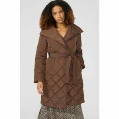 Maine Shawl Collar Belted Quilted Coat For Female -Maine New England Shop unnamed file 1734