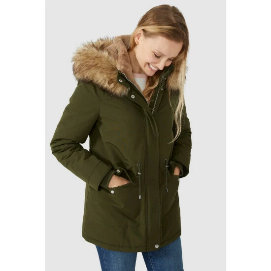 Maine Padded Borg Lined Coat With Fur Hood For Female 8 Maine Padded Borg Lined Coat With Fur Hood For Female - Image 6