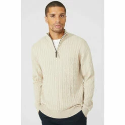 Maine Premium Pure Cotton Cable Half Zip Jumper For Male -Maine New England Shop unnamed file 175