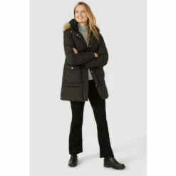 Maine Padded Coat With Fur Hood For Female