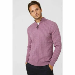 Maine Premium Pure Cotton Cable Half Zip Jumper For Male -Maine New England Shop unnamed file 177