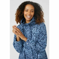 Maine Printed Fleece Lined Hooded Rain Coat For Female -Maine New England Shop unnamed file 1844