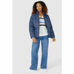 Maine Placement Stripe & Sleeve V Neck Jumper For Female -Maine New England Shop unnamed file 185