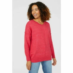Maine Exposed Seam V Neck Jumper For Female -Maine New England Shop unnamed file 1853