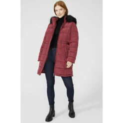 Maine Fur Trim Hood Quilted Coat For Female -Maine New England Shop unnamed file 1862