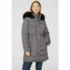 Maine Fur Trim Hood Quilted Coat For Female -Maine New England Shop unnamed file 1863