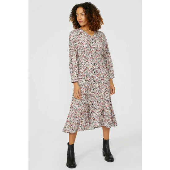 Maine Ditsy Floral Print Button Through Midi Dress For Female 8 Maine Ditsy Floral Print Button Through Midi Dress For Female - Image 6