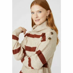 Maine Cable Stripe Roll Neck Jumper For Female -Maine New England Shop unnamed file 1957