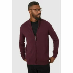 Maine Premium Pure Cotton Zip Thru Knit Jumper For Male