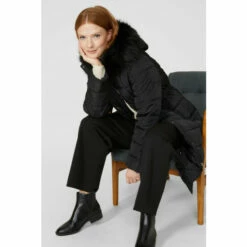 Maine Padded Longline Coat With Fur Trim Hood For Female -Maine New England Shop unnamed file 1994