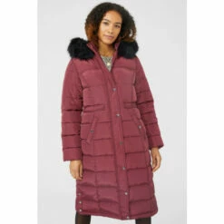 Maine Padded Longline Coat With Fur Trim Hood For Female -Maine New England Shop unnamed file 1996