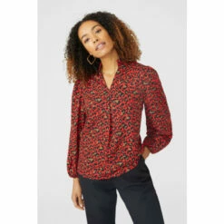 Maine Animal Print Frill Neck Blouse For Female