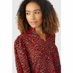 Maine Animal Print Frill Neck Blouse For Female -Maine New England Shop unnamed file 2053